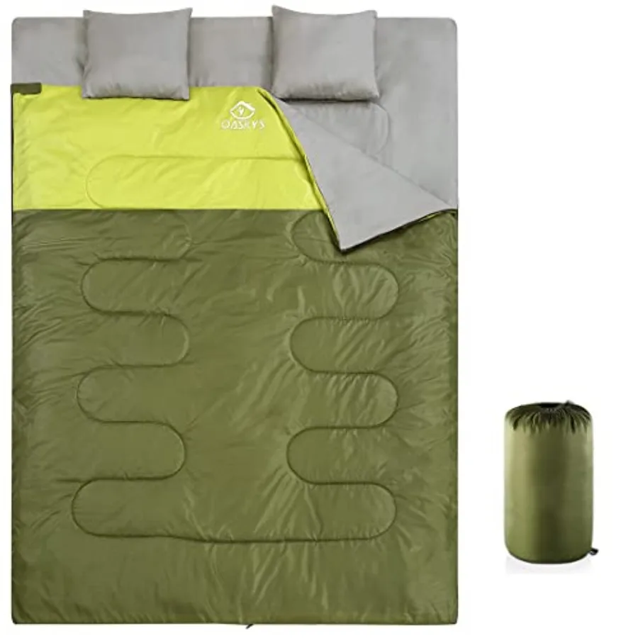 

Double Sleeping Bag for Adults with 2 Pillows - Queen Size XL Waterproof Sleeping Bag for All Season Camping Hiking Backpacking