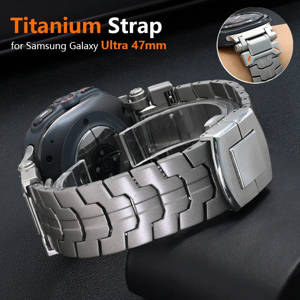 Men Titanium Strap for Samsung Galaxy Watch Ultra 47mm NO Gaps Bracelet for Galaxy Ultra Metal Wristband Replaced Accessories