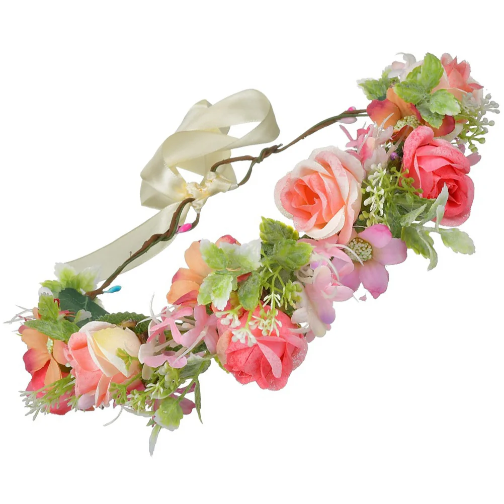 

Simulated Flower Headband Crown for Headpiece Women Vacation Floral Wedding Princess Hair Accessories