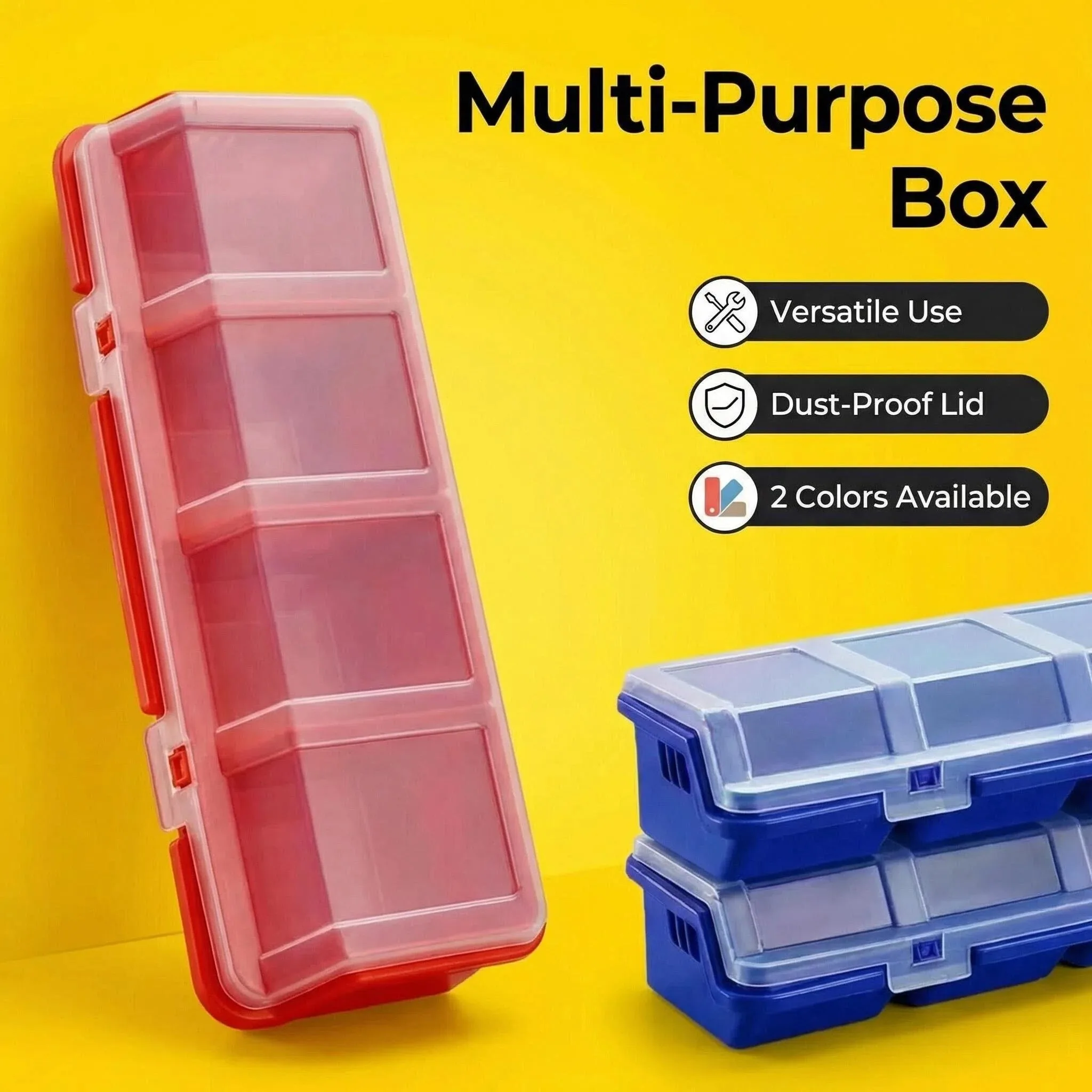 Multi-compartment Storage Box, for Screws and Small Parts, Durable Plastic Hardware and Jewelry Storage Box