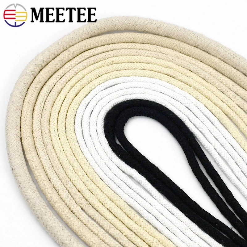 20Meters Meetee 4/6/8/10mm Cotton Rope Core Spun Cords Twisted Thread Cord for Bags Decoration HomeTextile DIY Craft Accessories