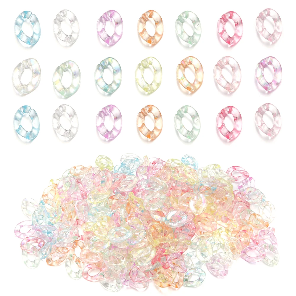 100Pcs 16X12mm Acrylic Chain Buckle Link Chain Loose Beads for Bracelet Necklace Glasses Chain Making DIY Jewelry Accessories