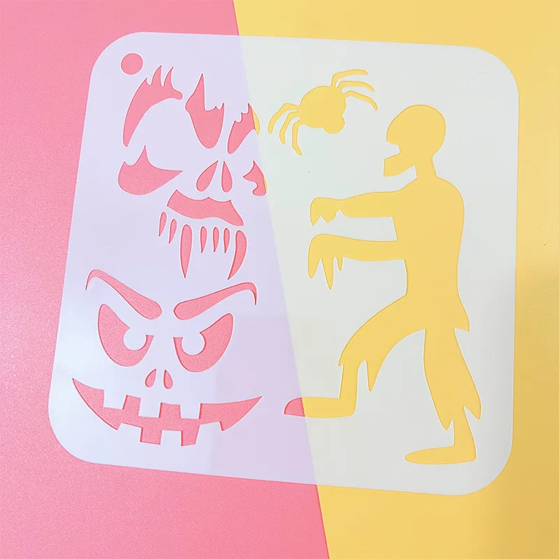 Halloween hollow out painting template DIY children's graffiti painting copying board PET plastic template