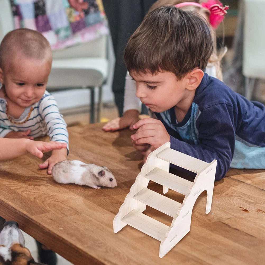 

Wooden Hamster Ladder Toy Platform Small Pets Training Supplies Natural Sturdy Safe Cage Furniture Wave Shape Mini