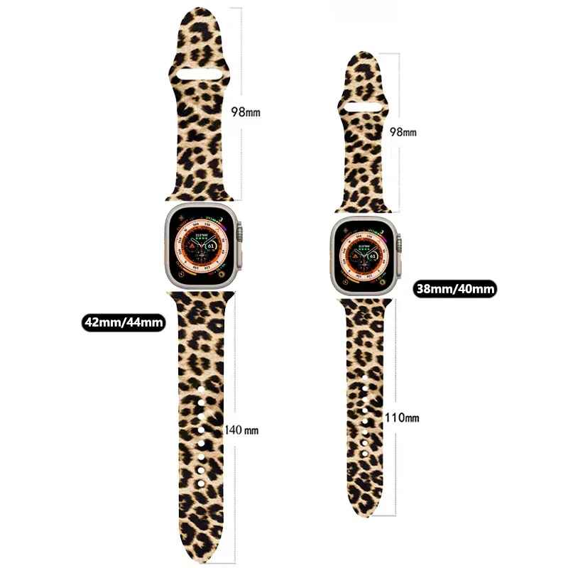 leopard strap for Apple watch band 44mm 45mm 49mm 40mm 45 Silicone bracelet belt iwatch series Ultra 8 7 6 SE 5 4 3 accessories