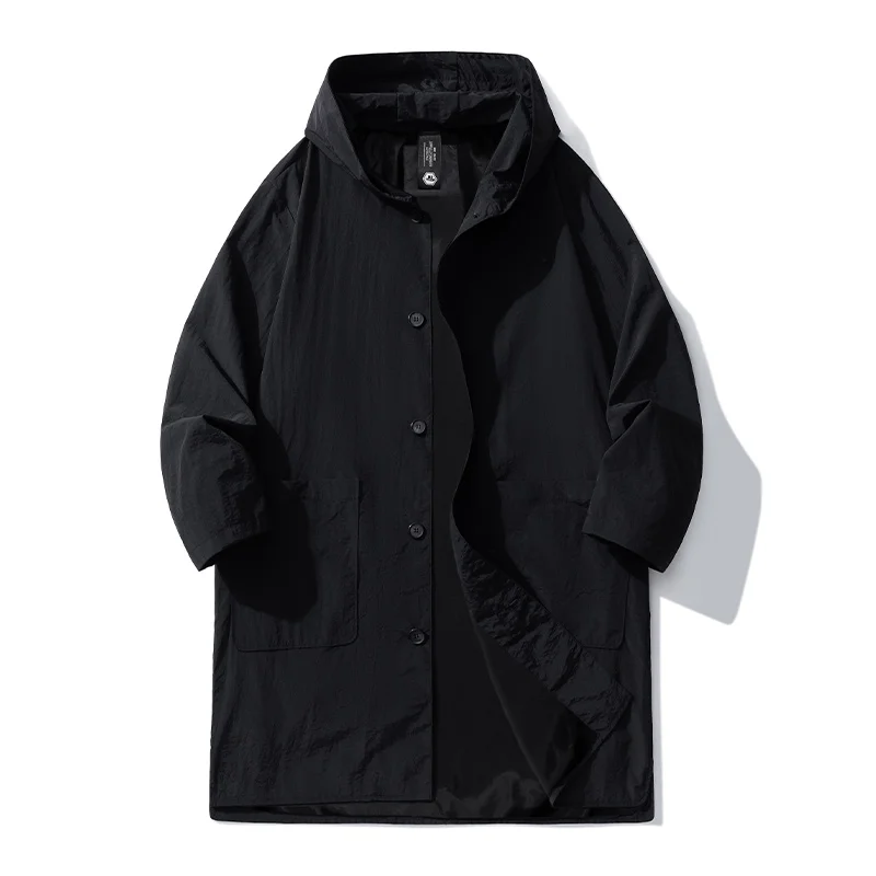 Men’s Mid Length Trench Jacket Business Casual Windbreaker Coat with Lapel Collar Stylish Outerwear for Work Office jacket