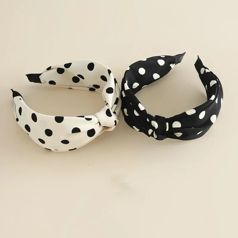 

Korean Butterfly Knot Hairband Polka Dot Wide Edge Hairband Simple Elegance Internet Celebrity Fairy Tale Style Women's Hairband