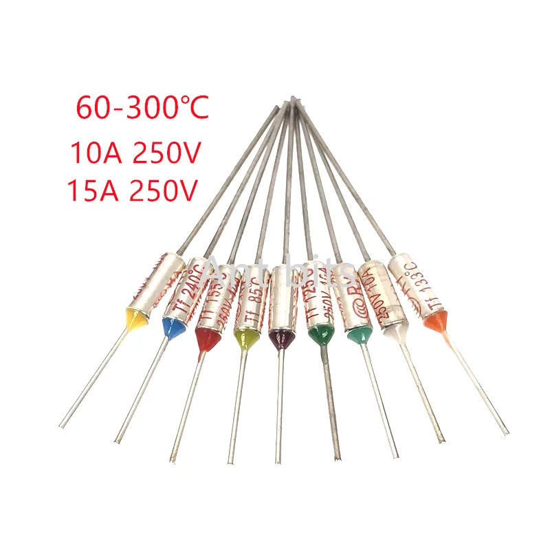 10PCS/lot TF Thermal Fuse RY 10A 15A 250V Temperature  73C 75C 85C 95C 100C 110C 121C 155C 152C 172C 185C 192C 200C 216C 240C