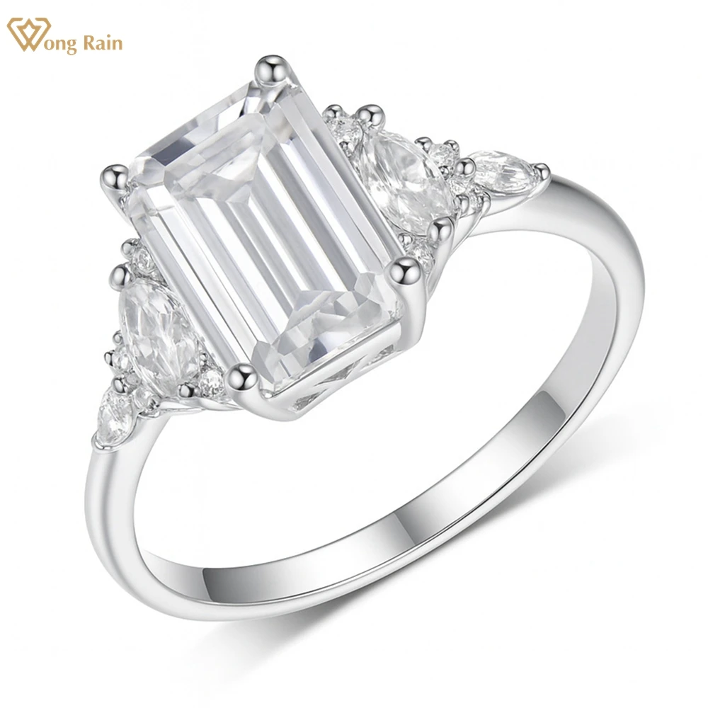 

Wong Rain Solid 925 Sterling Silver 3EX VVS1 D Color Emerald Cut 3CT Real Moissanite Diamonds Gems Engagement Rings Fine Jewelry
