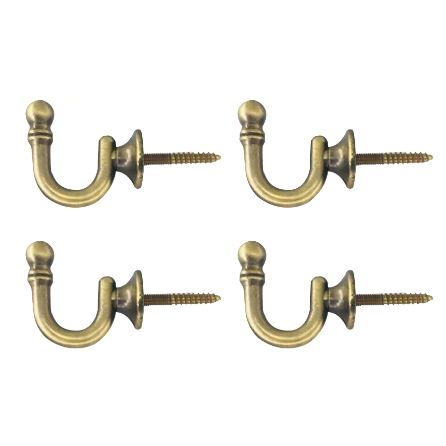 4Pcs Curved wall hooks,Curtain tieback hooks,Vintage single hole round hooks Zinc Alloy