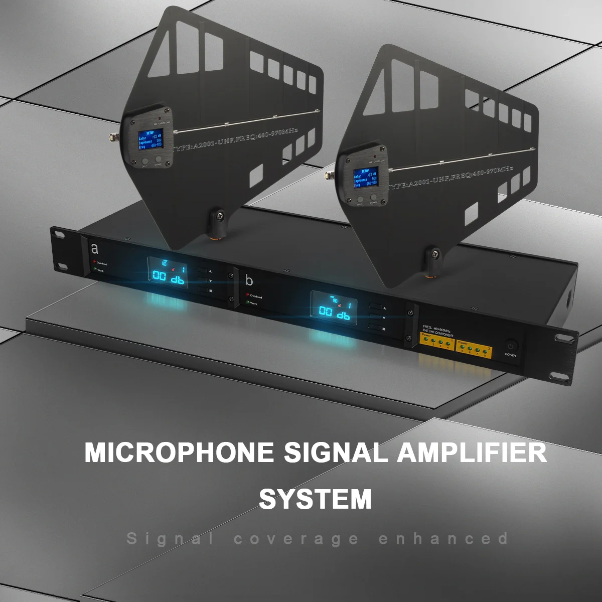 

RF Signal Distributor Antenna Distribution System Wireless Microphone 16 Channels Signal Booster Amplifier UHF Super Wideband