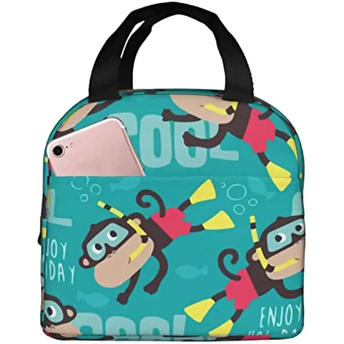 Reusable Lunch Tote Bag Monkey Enjoy Holiday Insulated Lunch Bag Durable Cooler Lunch Box