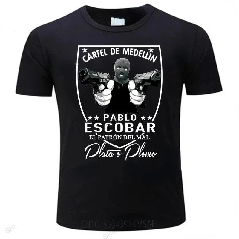 Mens summer casual tees brand clothing CARTEL DE MEDELLIN PABLO ESCOBAR unisex casual tops for Male teeshirt dropshipping