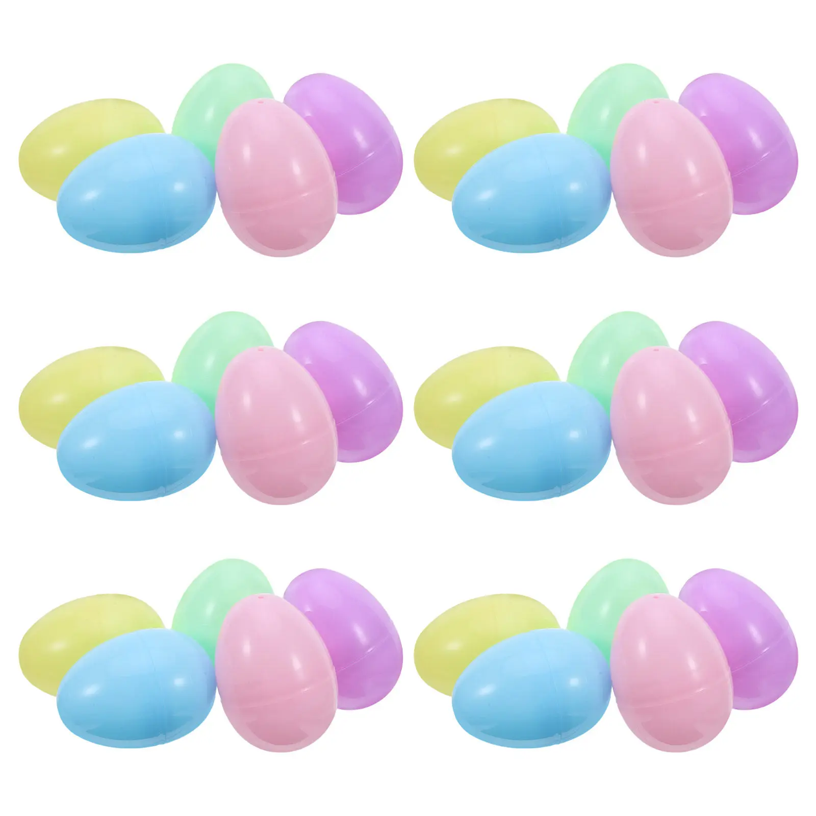 30Pcs Fillable Plastic Easter Eggs Large 56x78mm Pastel Half Transparent Empty Plastic Eggs for Easter Egg Hunt Holiday Party