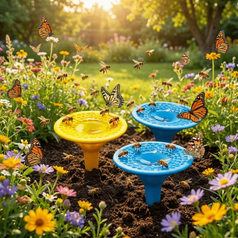 3D Printed Bee Water Cup Ground Plug Safe Landing Mat Bee Water Feeder Plastic Decorative Insect Water Cup Lawn Landscape