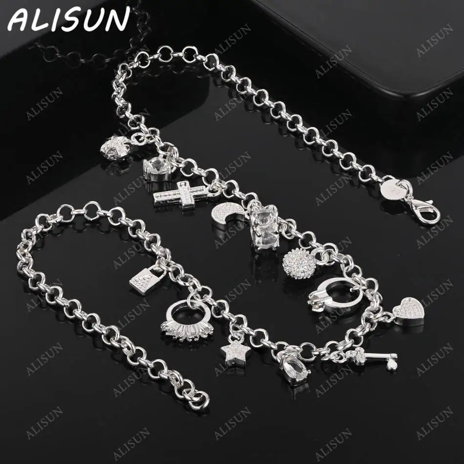 

ALISUN 925 Sterling Silver 45cm Various Pendants Necklace For Women Creativity Gifts Street All-match Party And Daily Wear