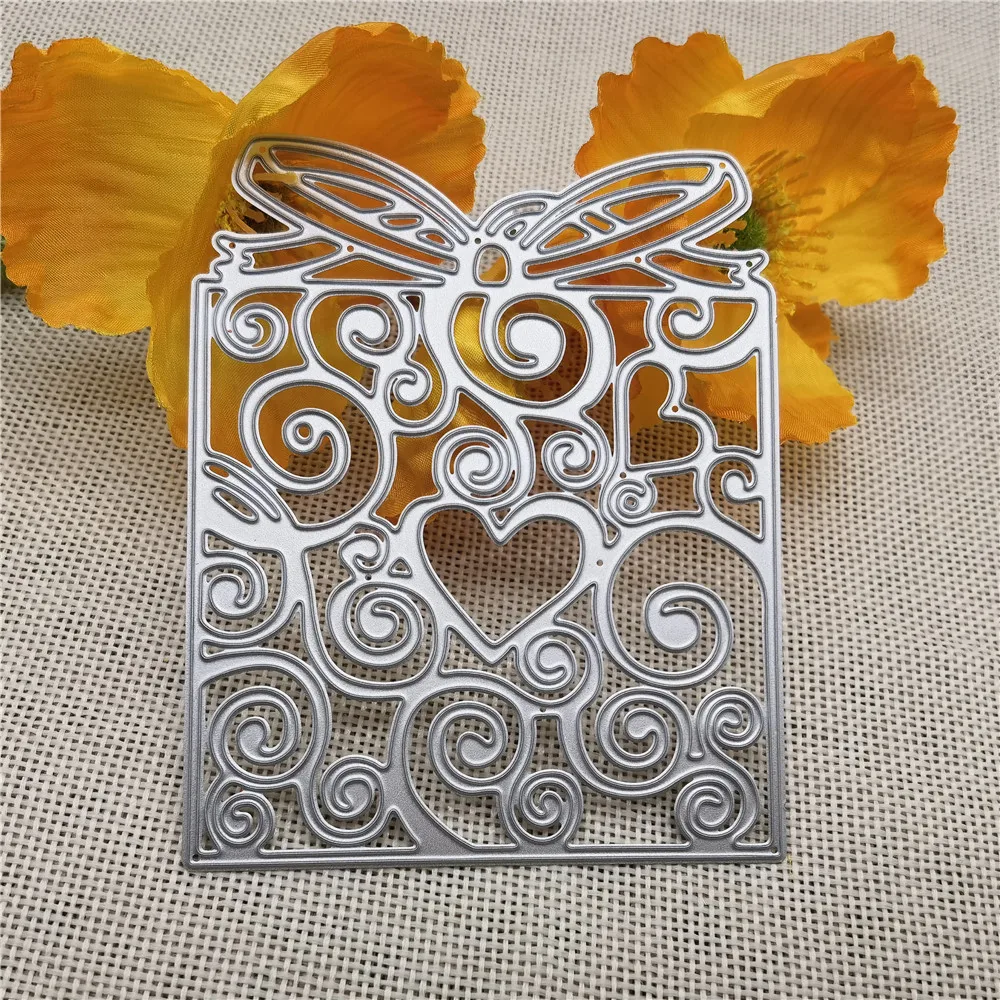 Gift Box heart shape Metal cutting dies mold Round hole label tag Scrapbook paper craft knife mould blade punch stencils dies