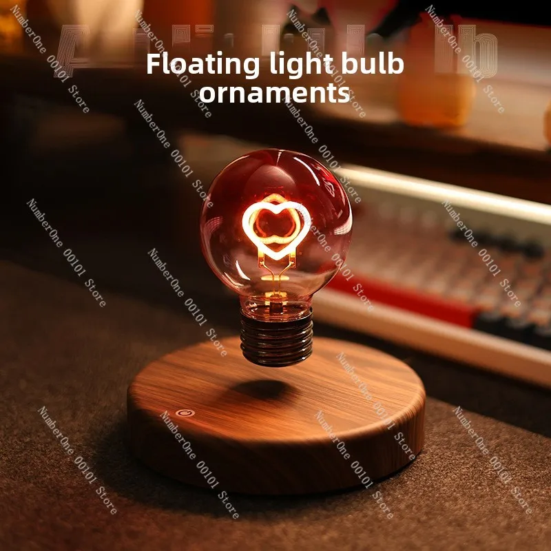 Magnetic Levitation Heart Light Bulb Creative Technology Gift for Birthday Valentine Decoration Night Lamp