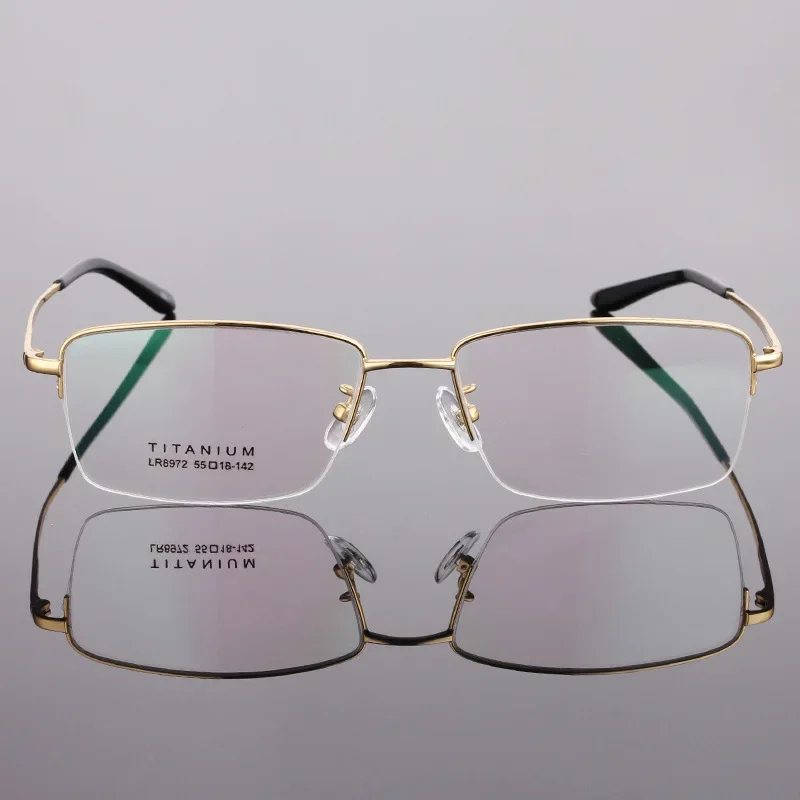 

55mm High Quality Pure Titanium Men's Glasses Frames Business Men's Myopia Half-Rim Large Frame 8972