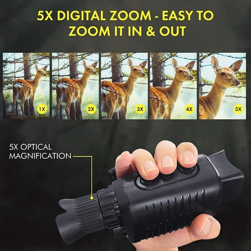 

Night Vision Monocle Infrared Optical Monocular Digital Zoom 5X Photo 300M Long Range Telescope Night Vision For Hunting