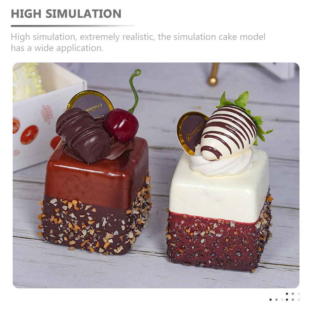 4 Pcs Simulation Cake Model Artificial Lifelike Cakes Fake Lovely Food Models Resin Dessert Decor