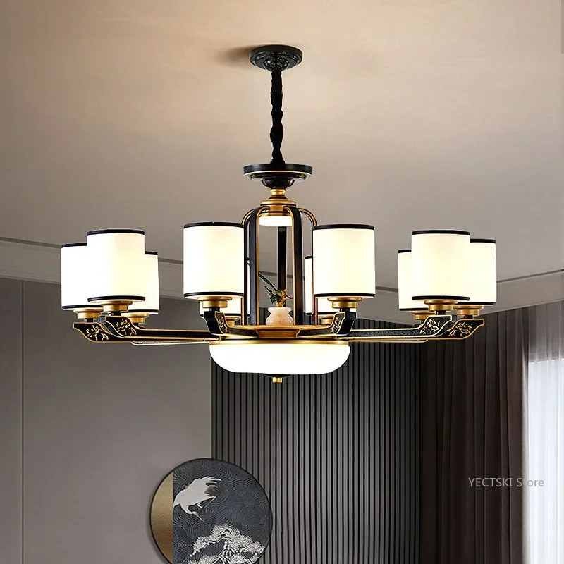 

GHJUYIOL New Chinese style living room chandelier, Chinese style villa, duplex building, lobby, bedroom, dining room home