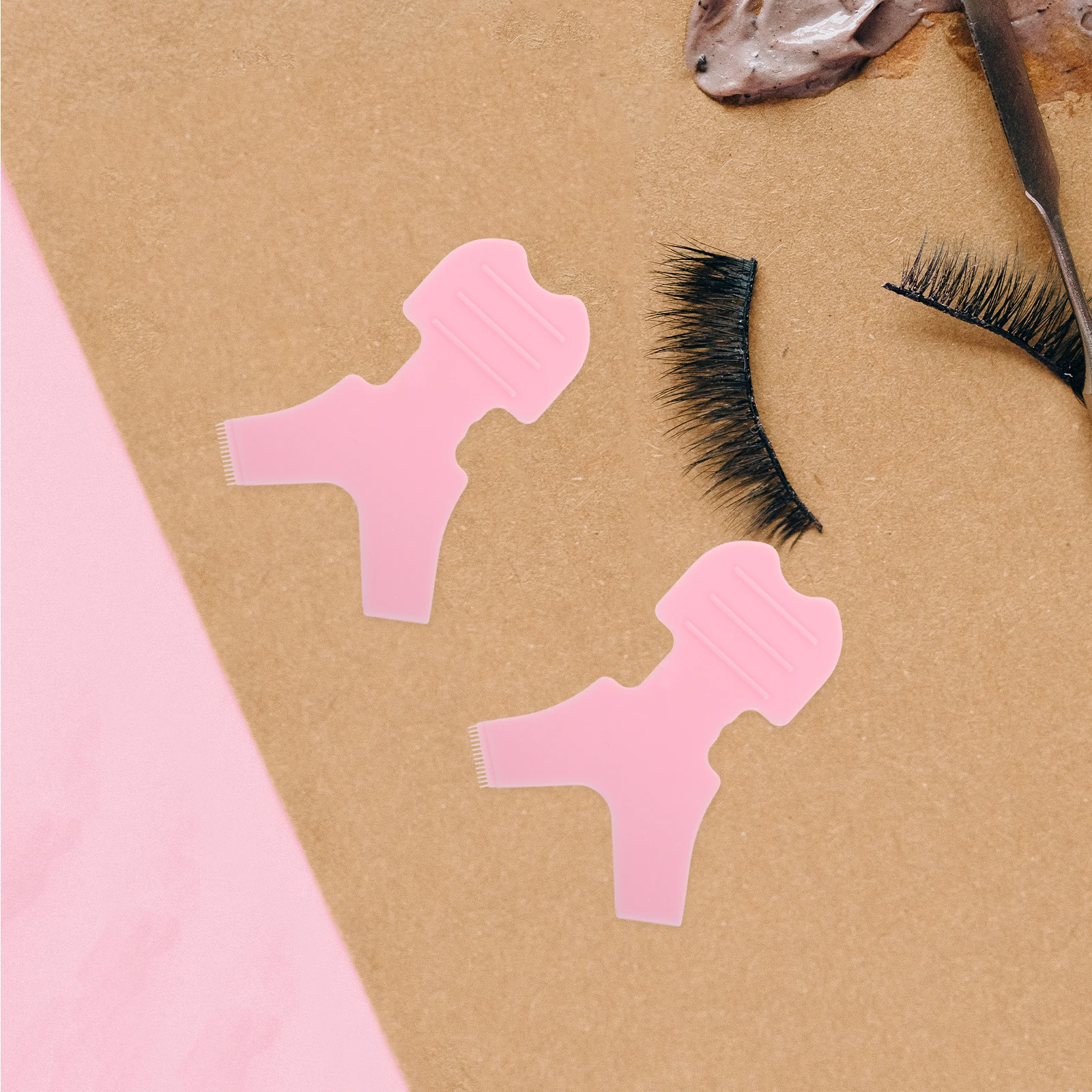 50 szt. Aplikatorów do rzęs, silikonowy grzebień do liftingu rzęs, szczoteczka do trwałej na rzęsy, narzędzie do makijażu, przedłużanie rzęs, różowy