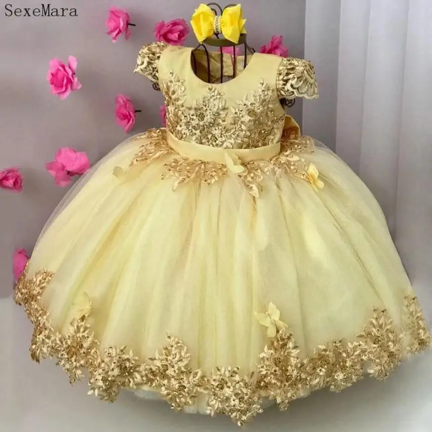 

Girl's Dresses Floral Lace Cake Double Baby Girl Dress 1 Year Birthday Born Party Wedding Vestidos Christening Ball Gown Clothes