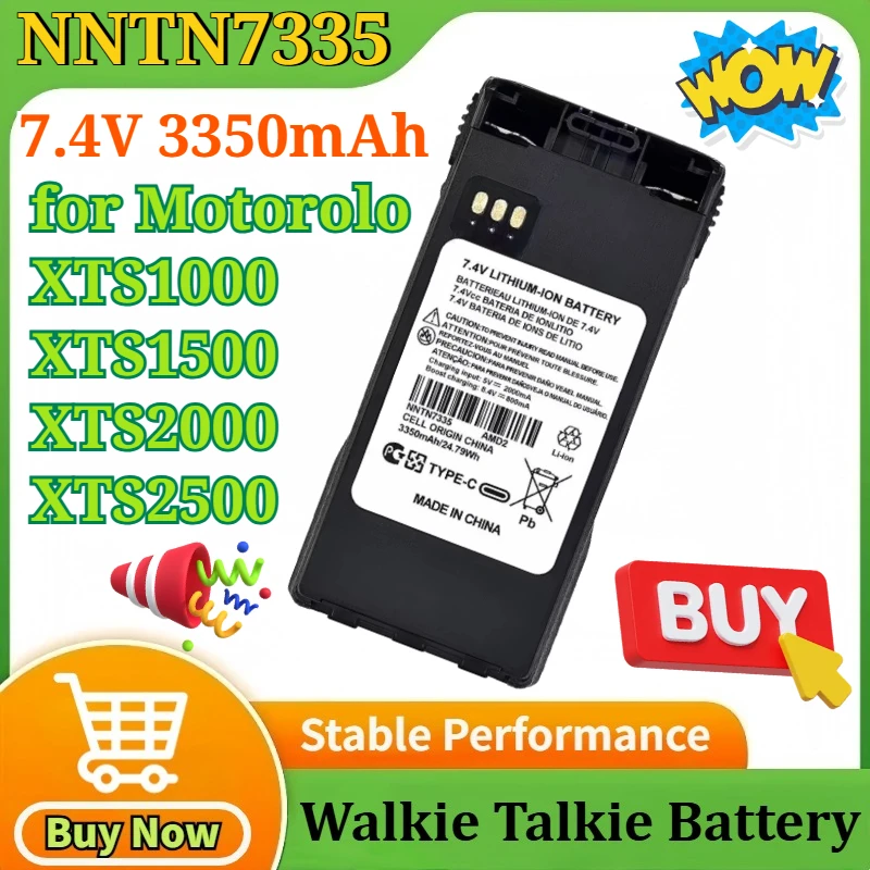 

Аккумулятор Li-ion NNTN7335 7.4V 3350mAh с поддержкой зарядки Type-C для раций Motorola XTS1000 XTS1500 XTS2000 XTS2500 с креплением на ремень