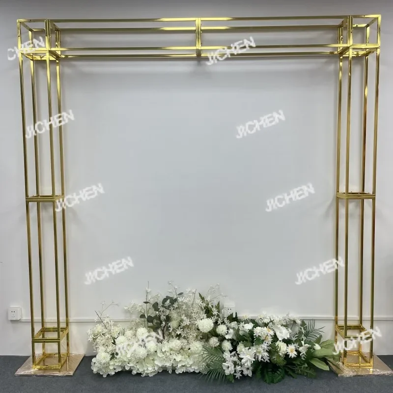 

JC Wedding electroplating background frame wrought iron gold arch screen indoor and outdoor wedding scene decorative props flowe