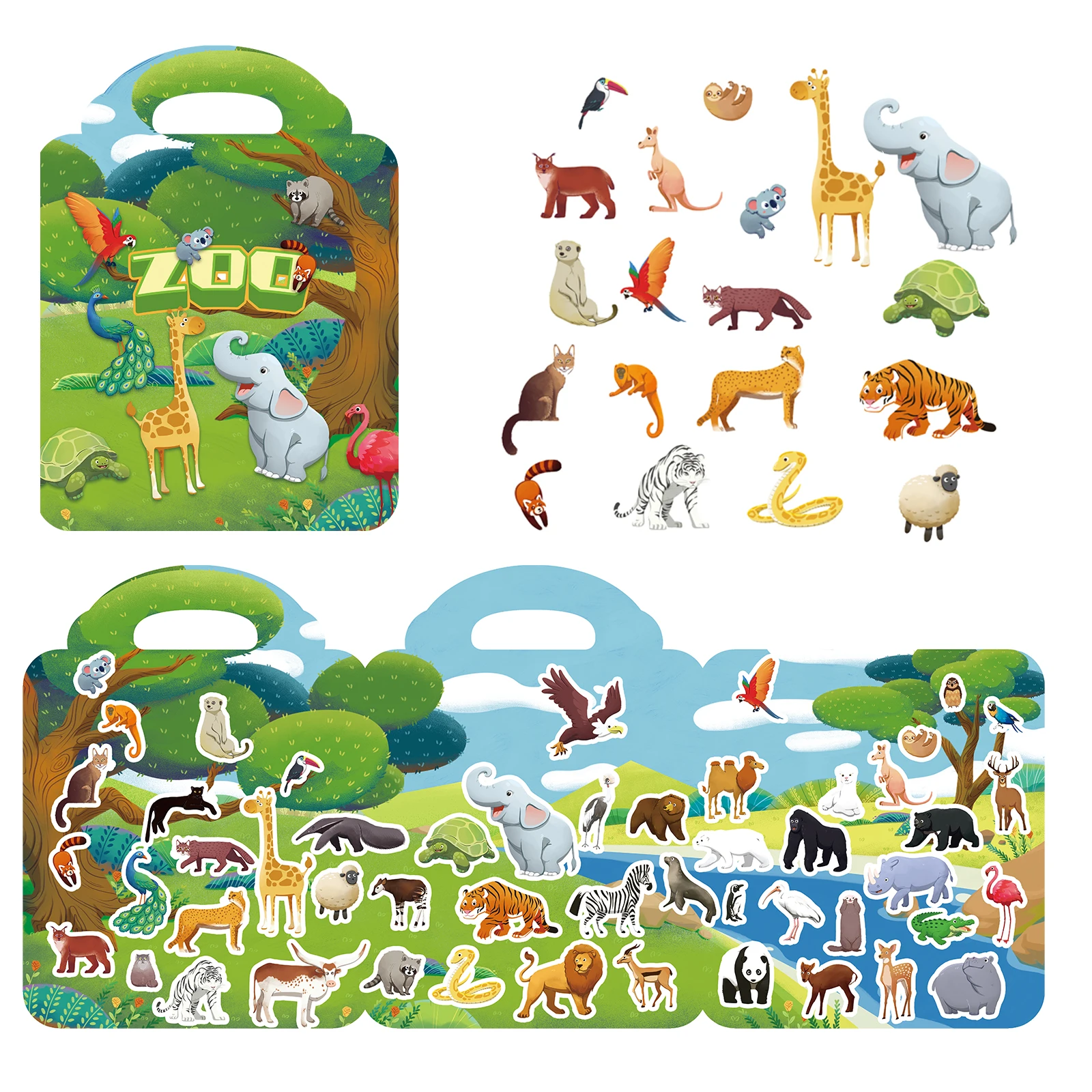 1 PCS Reusable Sticker Books for Kids 2-4 Cute Static  Adhesive Stickers Book for Toddlers Educational Toys Birthday Gifts