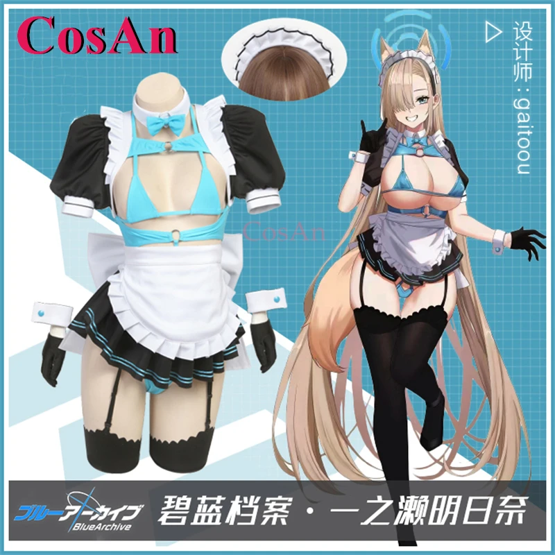 CosAn Anime Game Blue Archive Itinose Asena Cosplay Costumes Sweet Lovely JK Maid Uniform Halloween Party Role Play Clothing New