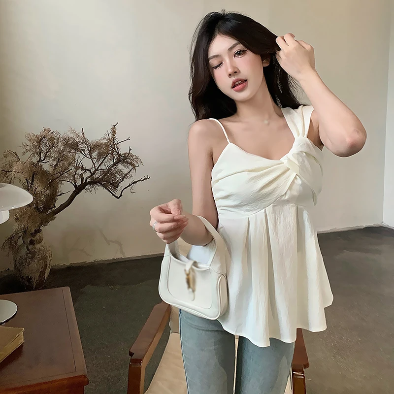 Sleeveless Summer Fashion Temperament Solid Colour Women's Blouse