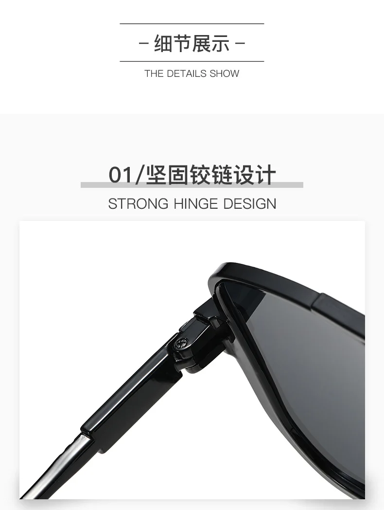 Retro Big Half Frame Damen Quadratische Sonnenbrille Schwarz Rund Coole Herren Sonnenbrille Einteilige Designer Pilot Sonnenbrille für Damen – Detail 10