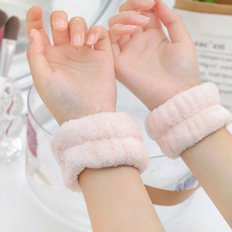 Gesichtswasch-Armband-Set, Damen-Stirnband-Armbänder, saugfähige, wasserdichte Armbänder, Make-up, Gesichtswasch-Haarbänder – Detail 1