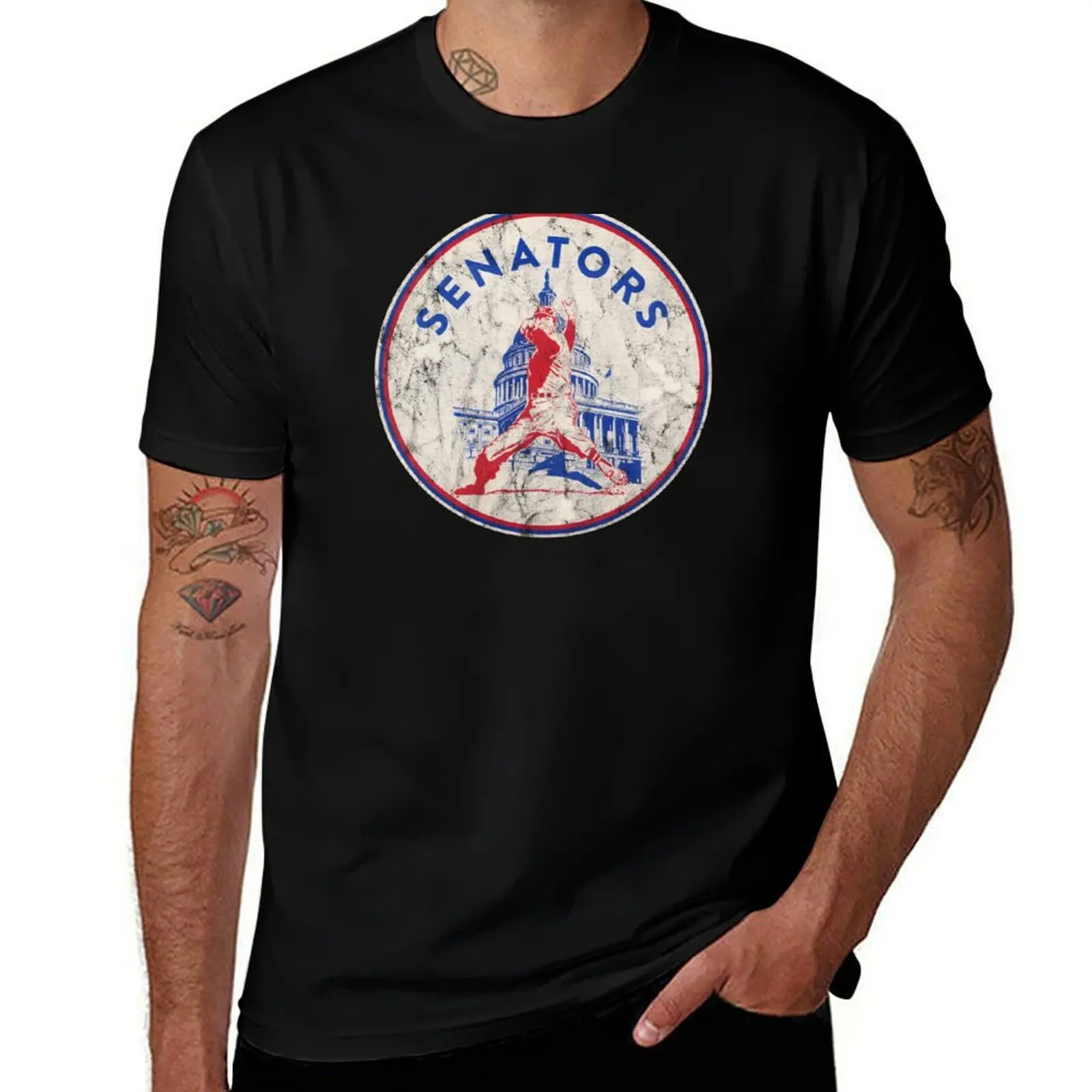 

Vintage Washington Senators baseball logo Distressed version T-Shirt Casual Fashion Short Sleeve Cotton T-Shirt
