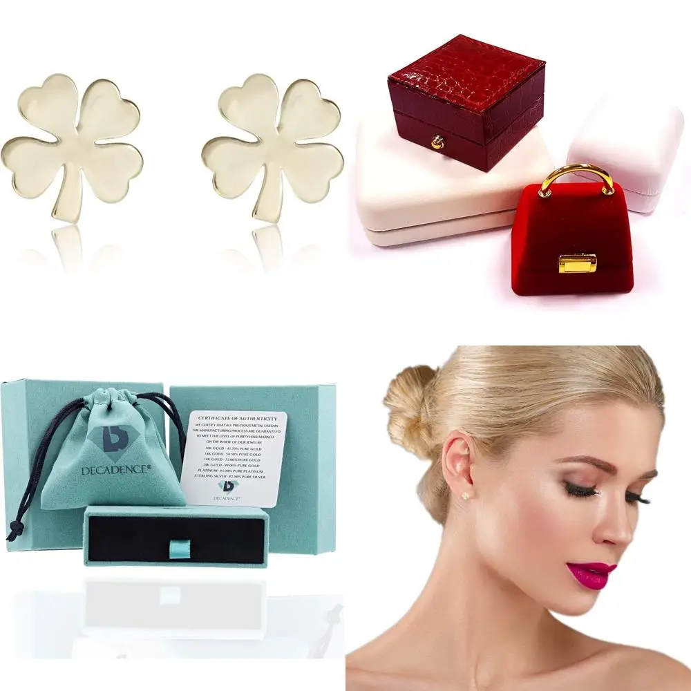 

Irish Lucky Shamrock Four-Leaf Clover 10K Yellow Gold Stud Earrings for Good Fortune