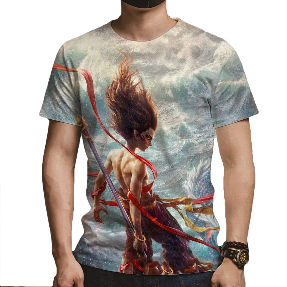 

2025 New Summer Man T Shirts Oversized Loose Cool T-shirt Chinese Anime Nezha 3D Printed Tees Unisex O-Neck Short Sleeve Tops