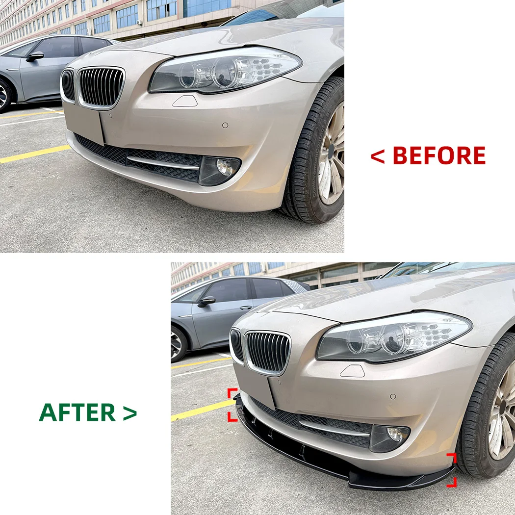 For BMW 5 Series F10 Early 2011-2014 Standard Version Car Three Stage Front Bumper Lip Spoiler Splitter Lower Chin Canard Lip