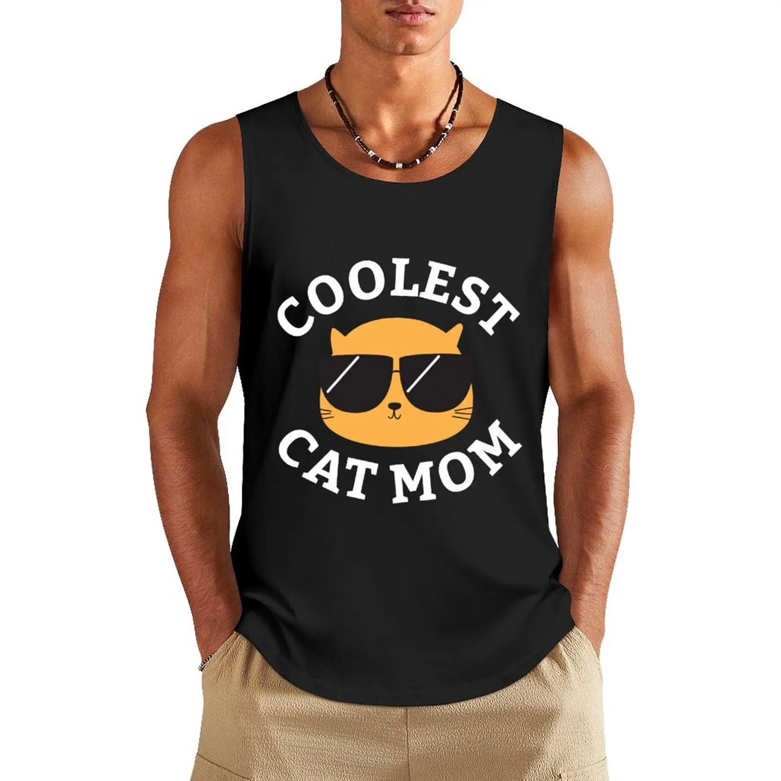 Coolest Cat Mom Tank Top Sleeveless T-shirt men gym gym t shirt men man sexy?costume