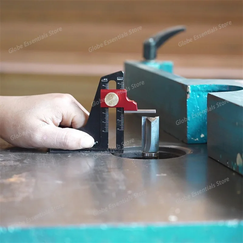 Router Table Height Gauge 0-50mm Adjustable Table Saw Depth Gauge with Height Lock Aluminum Measuring Gauge for Setting Up