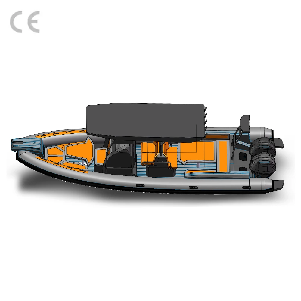28ft rigid 860 960 patrol aluminium hull rib inflatable boat 860 with outboard motor