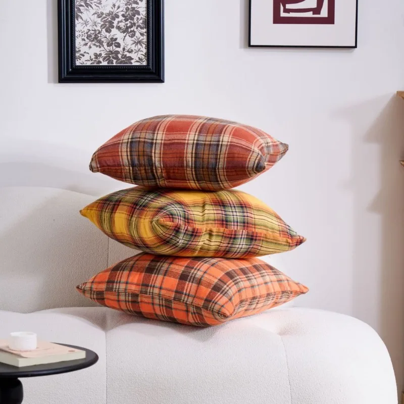 New Christmas Sofa Pillowcase Plaid Multi-color Pillow Cover for Bedside Living Room Bedroom Couch Home Decor Soft Cushion Cover