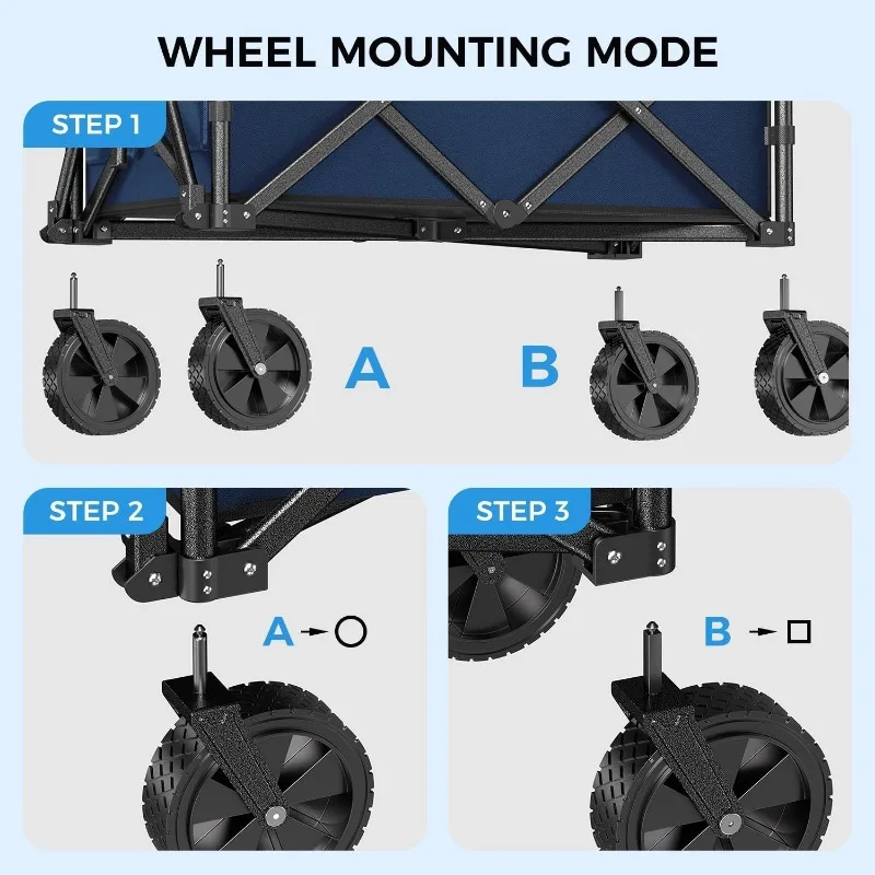 Collapsible Wagon Cart Foldable with 300lbs Load-Bearing, Heavy Duty Folding Wagon Carts with Wheels