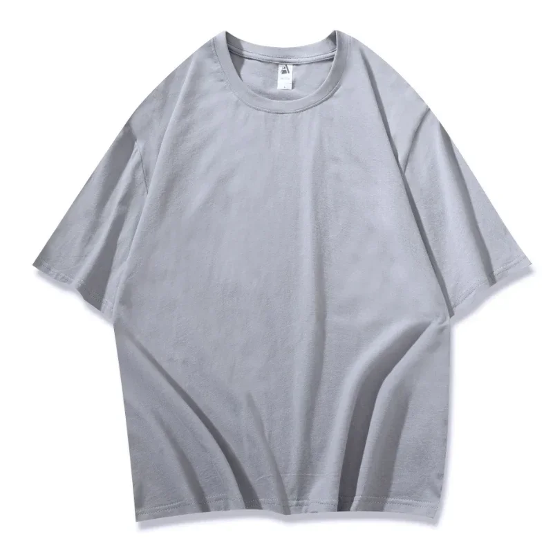 حجم كبير تي شيرت فضفاض الكتف تصميم للتخصيص DIY الإعلان قميص قصير الأكمام تنوعا جولة الرقبة بلون القطن