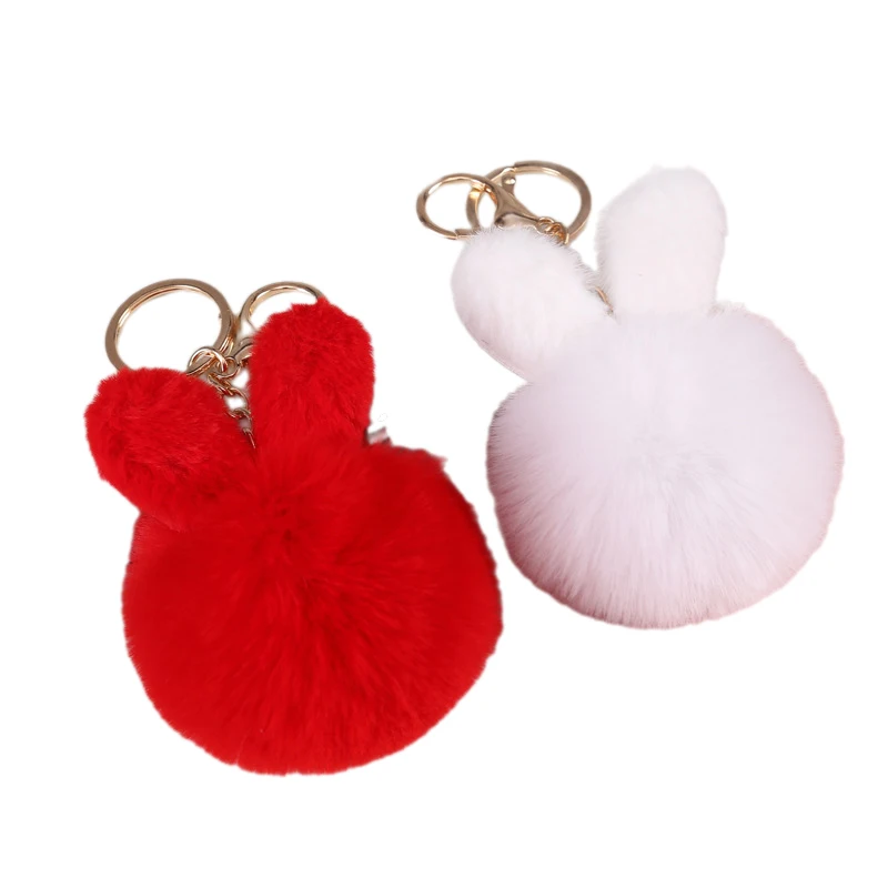 Rabbit Ear Plush Keychain Crystal Dance Ballet Girl Key Chain Originality Angel Imitation Rabbit Hair Ball Ladies Bag Jewelry