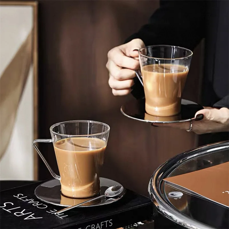 

320 мл 450 мл стеклянная кофейная кружка Iced Americano с ручкой для завтрака, латте, сока, молока, чашка для холодных напитков и кружка, посуда для напитков