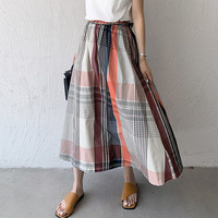 2025 Japanese Korea Style High Waist Plaid Spring Summer Skirts Elegant Office Lady Work Skirt Fashion Women Casual Long Skirt