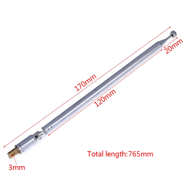 SW 1pc new stainless steel 7Sections Telescopic Antenna Aerial Radio TV Replacement  instrument-specific