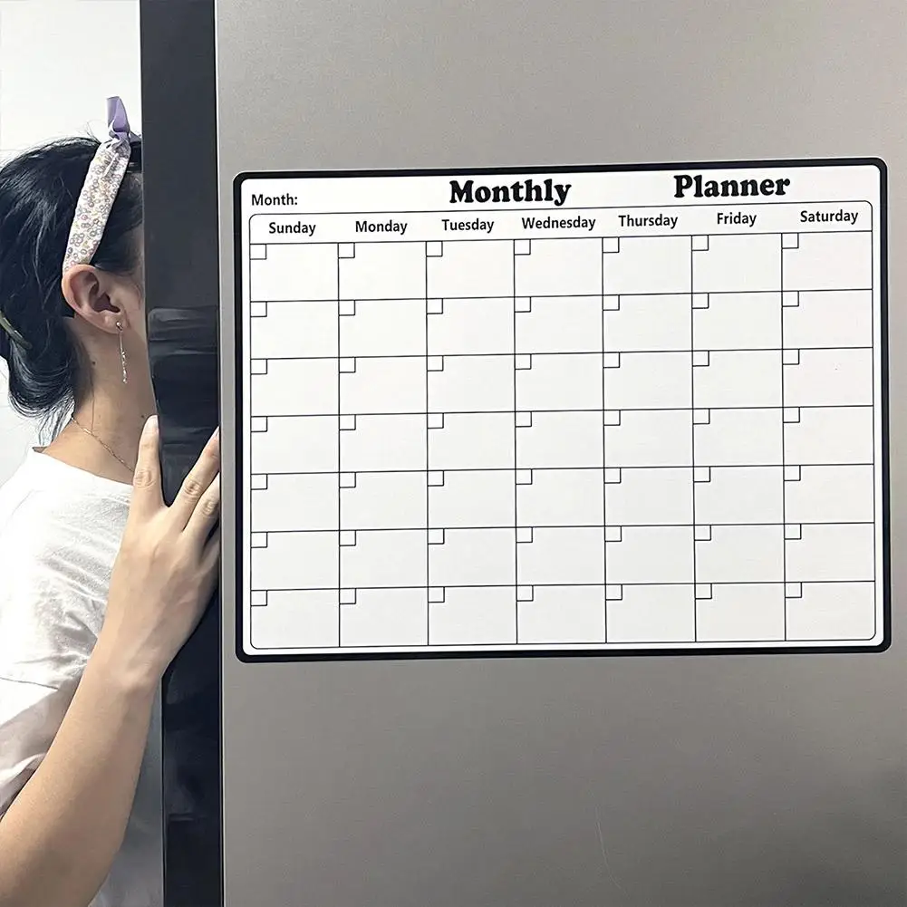 New Magnetic Refrigerator Dry Erase Calendar Monthly Planner Reusable Monthly/Weekly Planner Sticker Record Message Board Memo